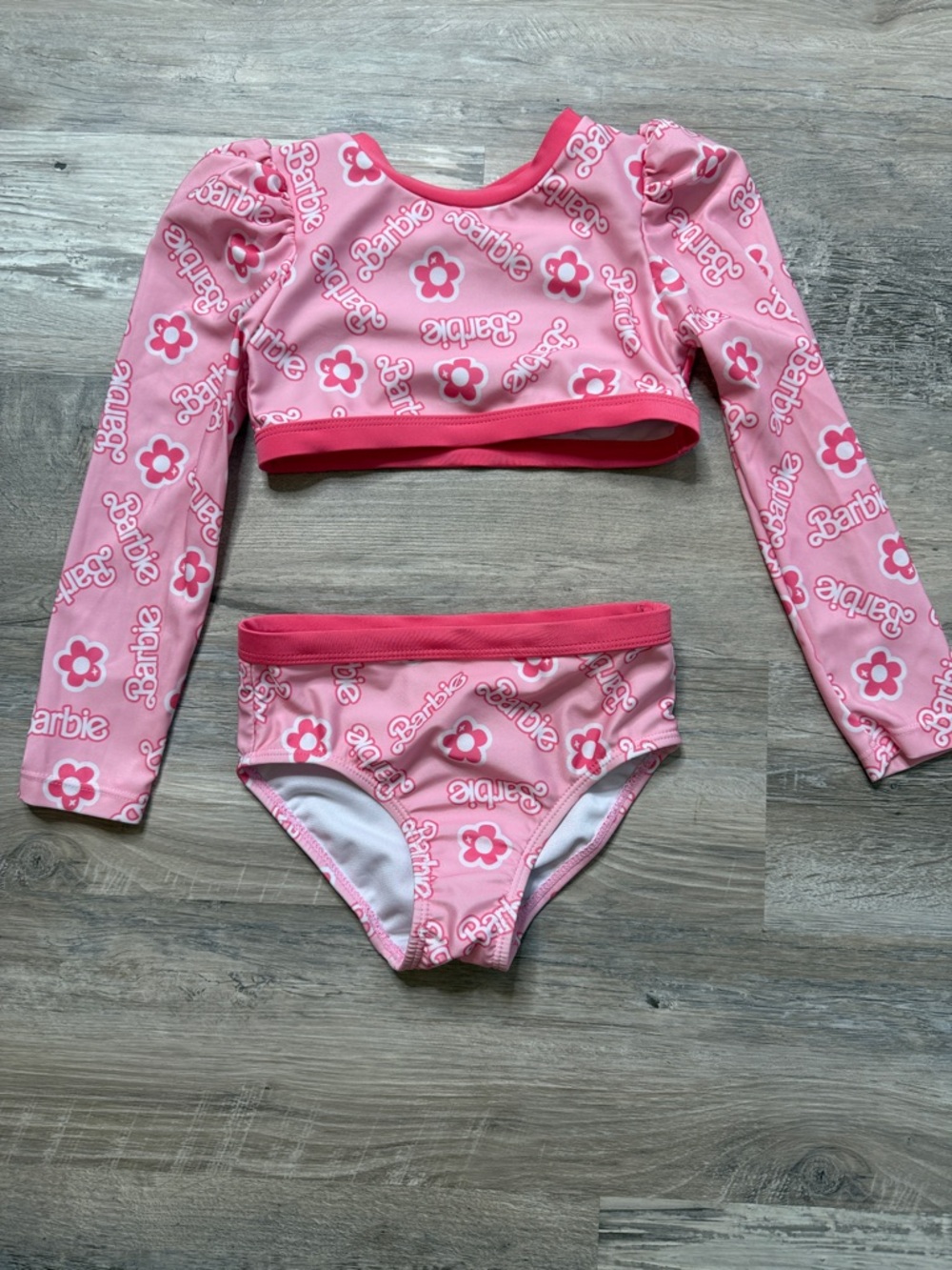 Toddler Pink Barbie 2 Piece Swim Suite Size 5t